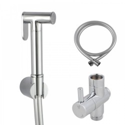 Round Chrome Toilet Bidet Spray Wash Kit with Diverter Tap Set 1.2m PVC Water Hose Round Chrome Toilet Bidet Spray Wash Kit with Diverter Tap Set 1.2m PVC Water Hose